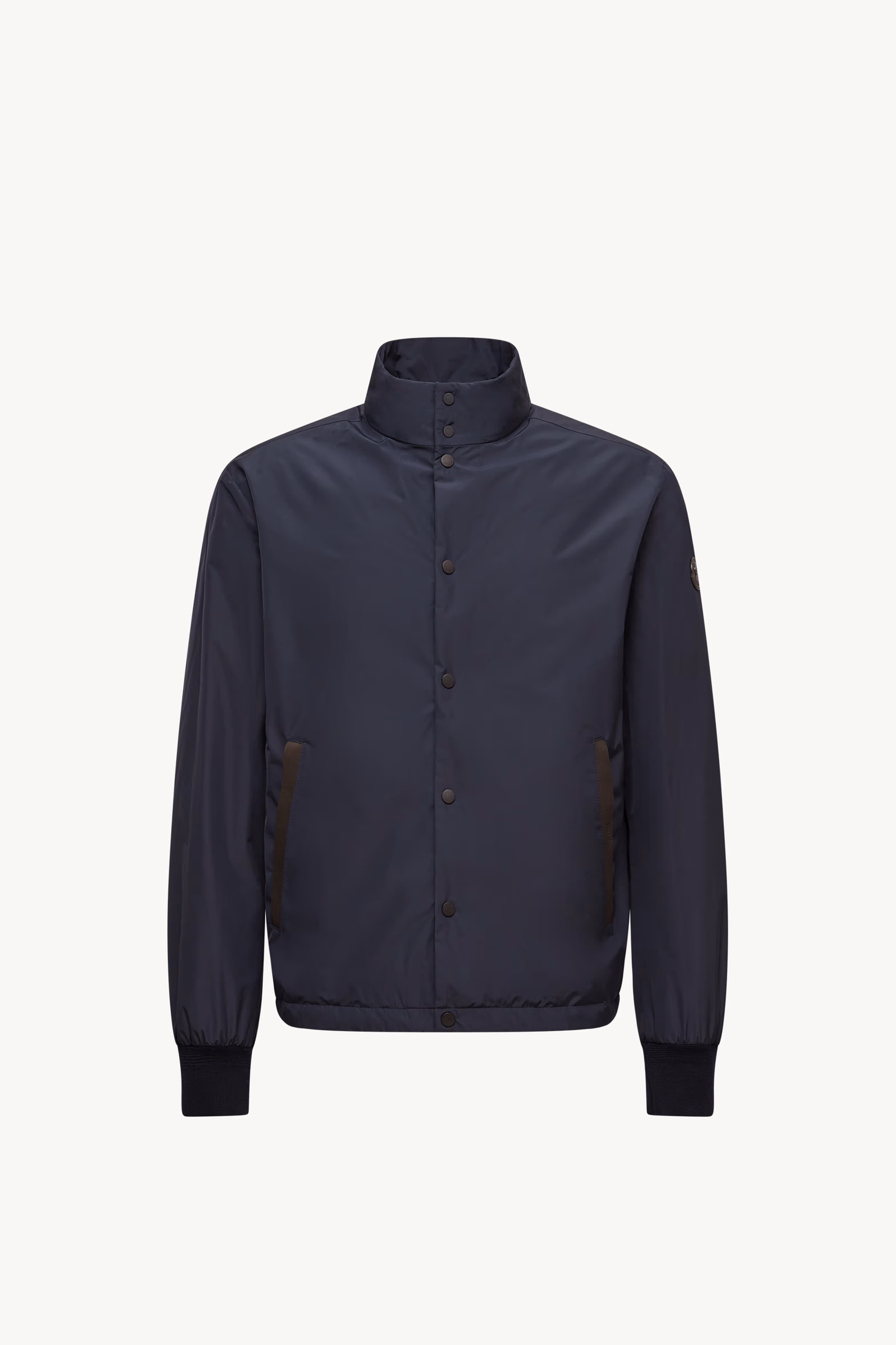 Lanques Leather-Trimmed Short Down Jacket Men Navy Blue Moncler 2